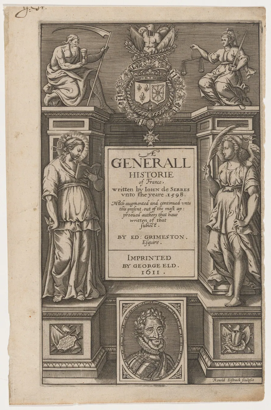 Title Page. Jean de Serres, Generall Historie of France by Renold Elstrack