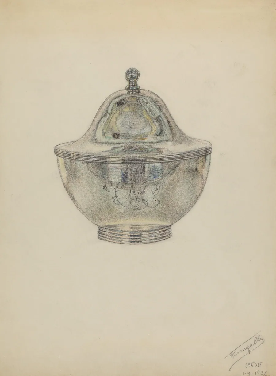 Silver Sugar Bowl with Cover by Frank Fumagalli