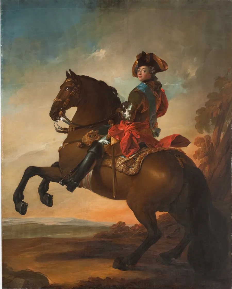 Portræt af Frederik V til hest by C.G. Pilo