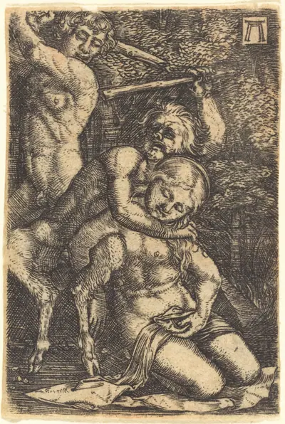 Two Satyrs Fighting about a Nymph