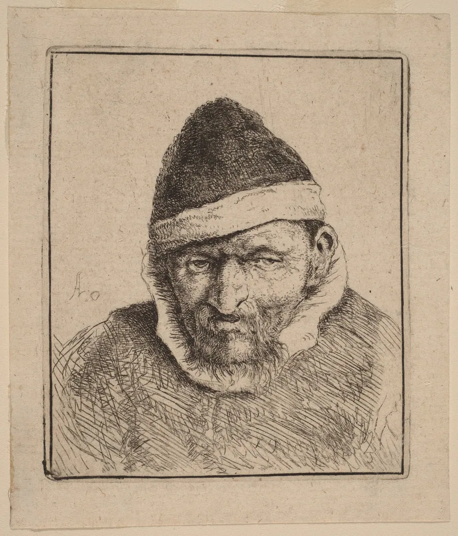Bust of a Peasant in a Pointed Fur Cap by Adriaen van Ostade