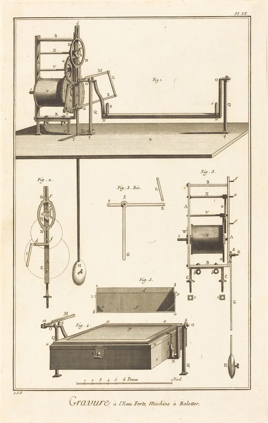 Gravure à l'Eau Forte, Machine à Balotter: pl. VI by French 18th Century