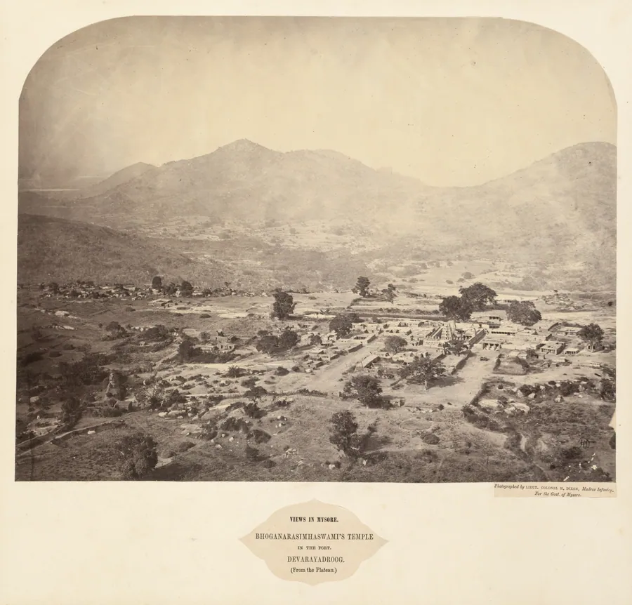 Views in Mysore: Bhoganarasimhaswami's temple, in the fort, Devarayadroog (from the plateau) by Lieutenant Colonel Henry Dixon