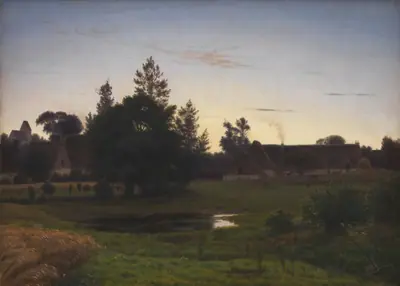 Efter solnedgang i udkanten af en landsby