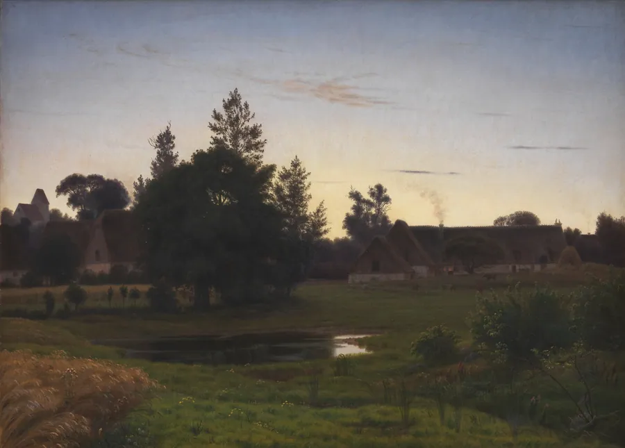 Efter solnedgang i udkanten af en landsby by Vilhelm Kyhn