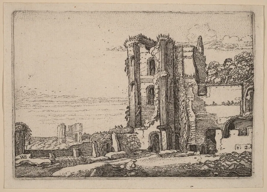Ruined Tower Right of Center by Willem Buytewech
