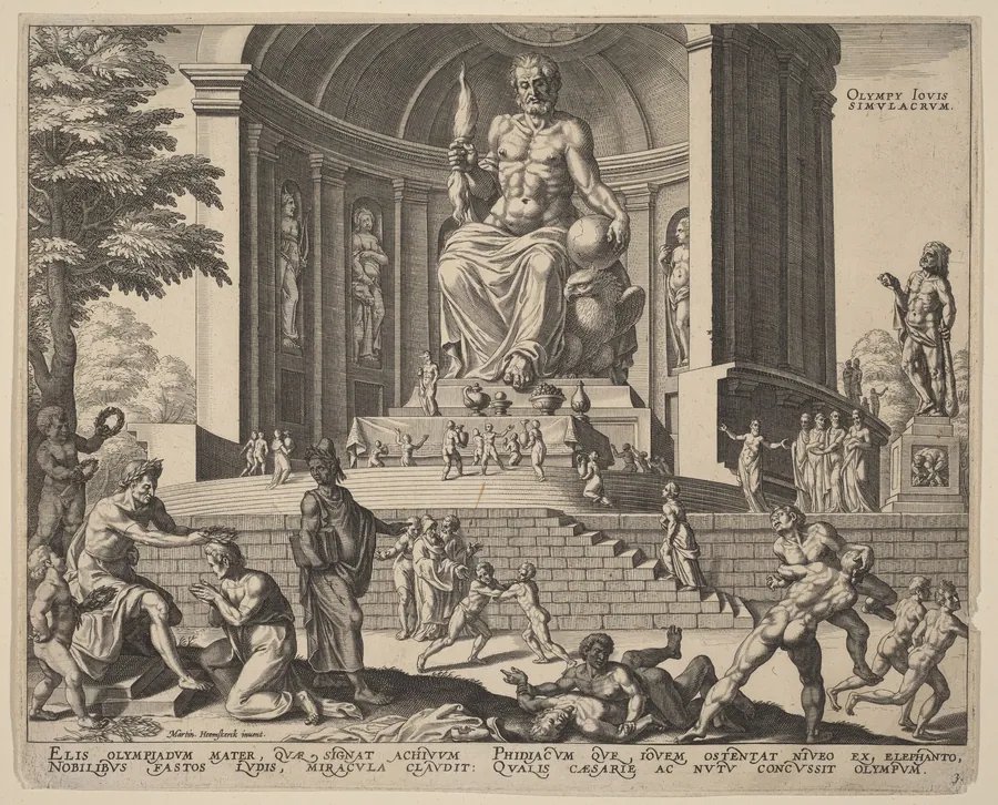Olympy Iovis Simulacrum (The Statue of Jupiter at Olympia) by Philip Galle