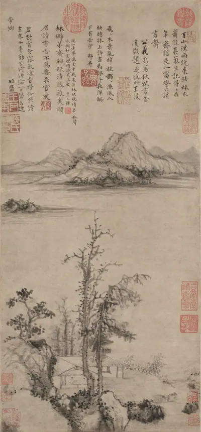A Scholar's Retreat amid Autumn Trees