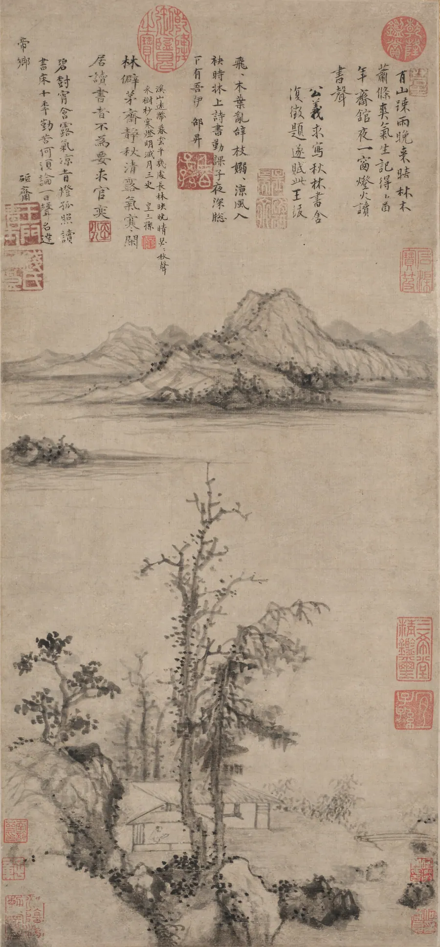 A Scholar's Retreat amid Autumn Trees by Wang Fu