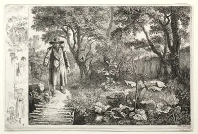 Old Man Before the Log Bridge