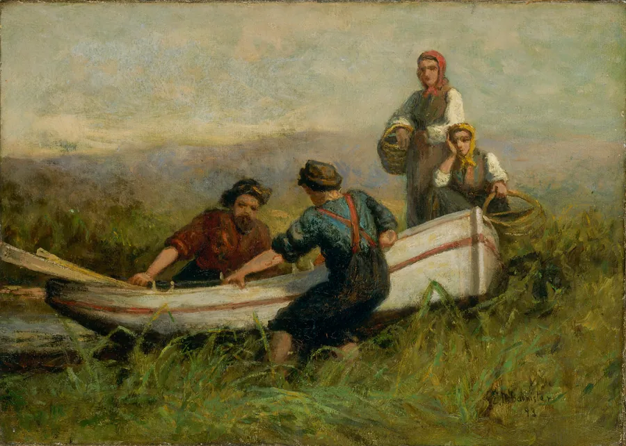 People Near Boat by Edward Mitchell Bannister, born St. Andrews, New Brunswick, Canada 1828-died Providence, RI 1901