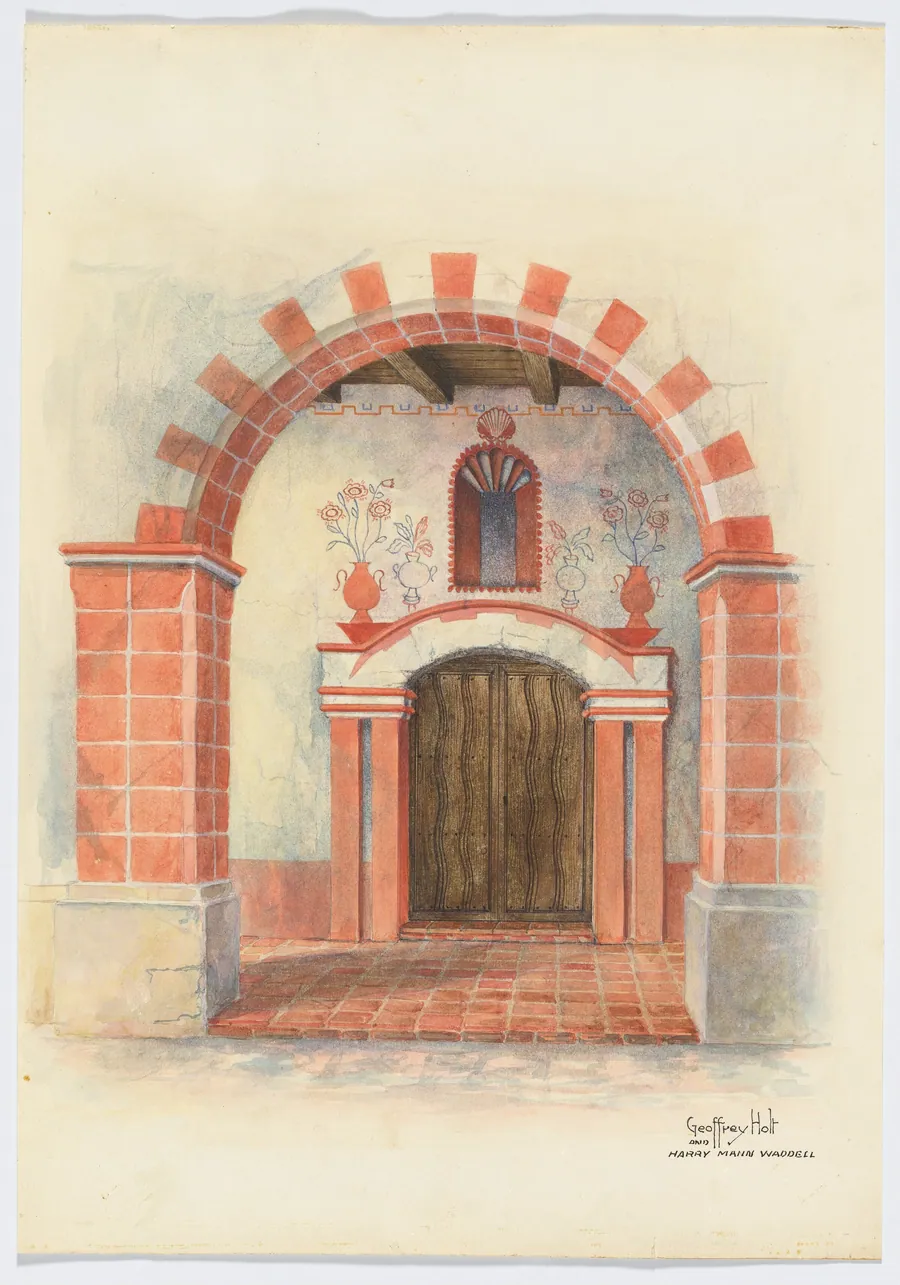 Restoration Drawing: Main Doorway & Arch to Mission House by Geoffrey Holt