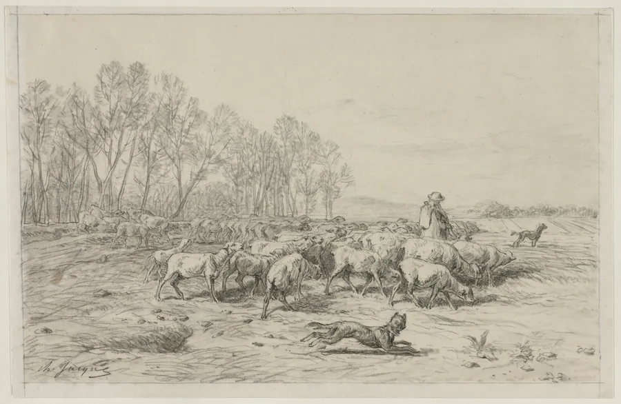 Landscape with a Flock of Sheep by Charles-Émile Jacque