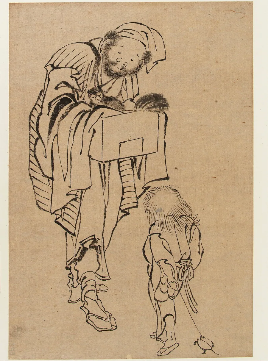 Man and boy by Katsushika Hokusai 葛飾北斎 (1760-1849)