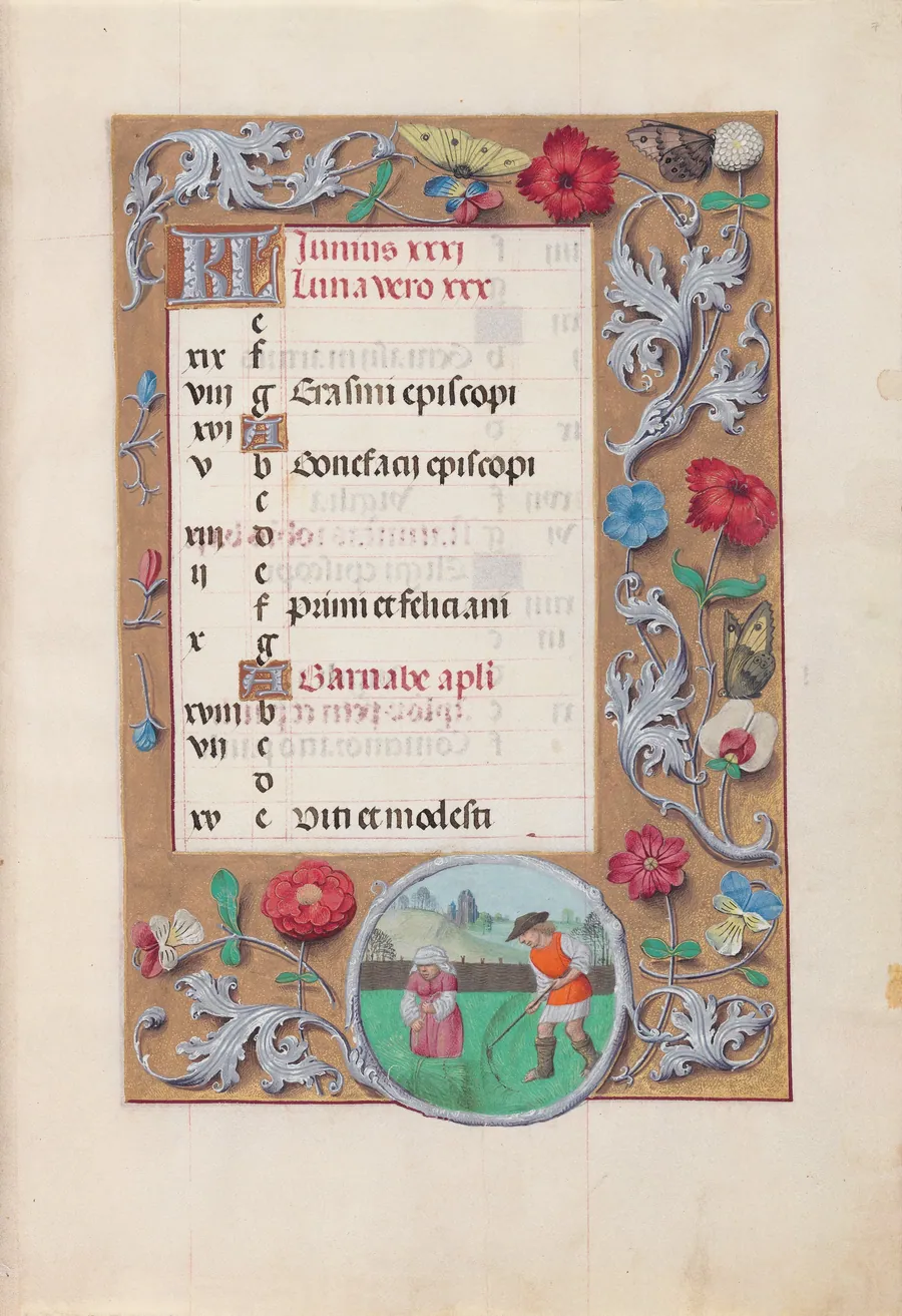 Hours of Queen Isabella the Catholic, Queen of Spain:  Fol. 7r, June by Master of the First Prayerbook of Maximillian