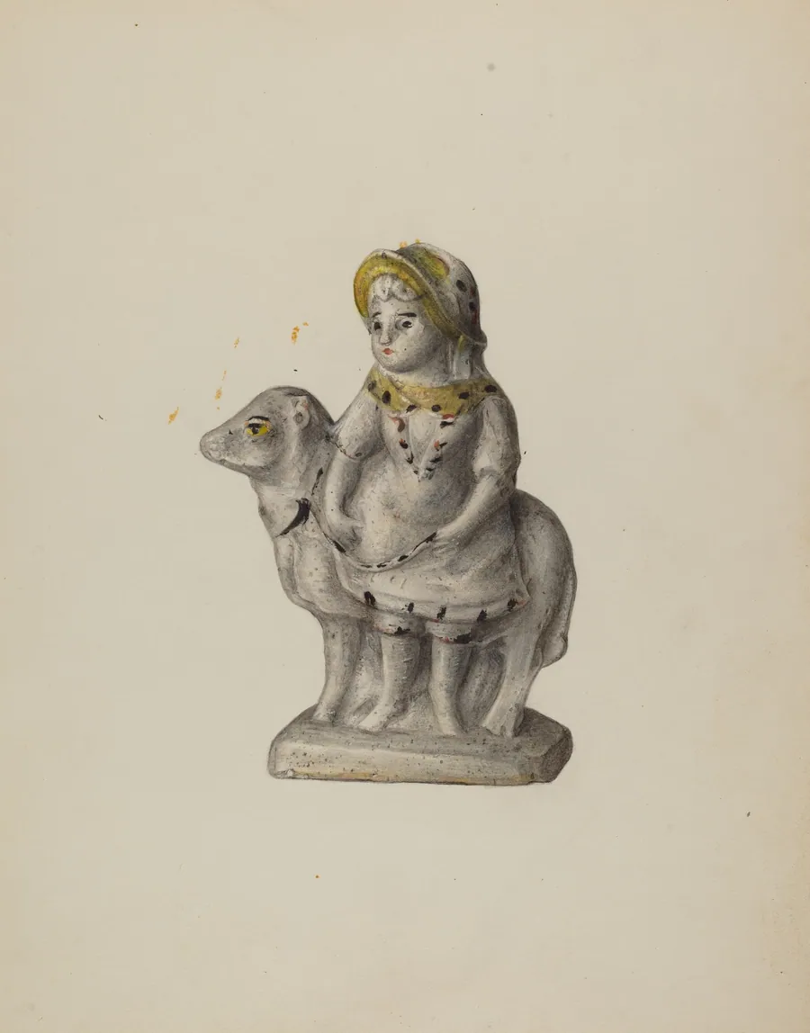 Chalkware Figure - Mary and Her Sheep by Mina Lowry