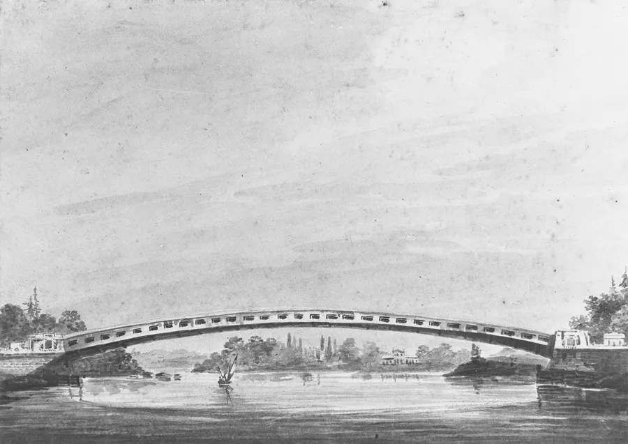 The Upper Bridge over the Schuylkill, Philadelphia—Lemon Hill in the Background by Pavel Petrovich Svinin