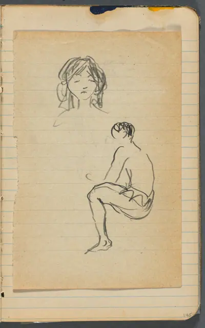 Sketchbook, loose shet between pgs. 144 & 145