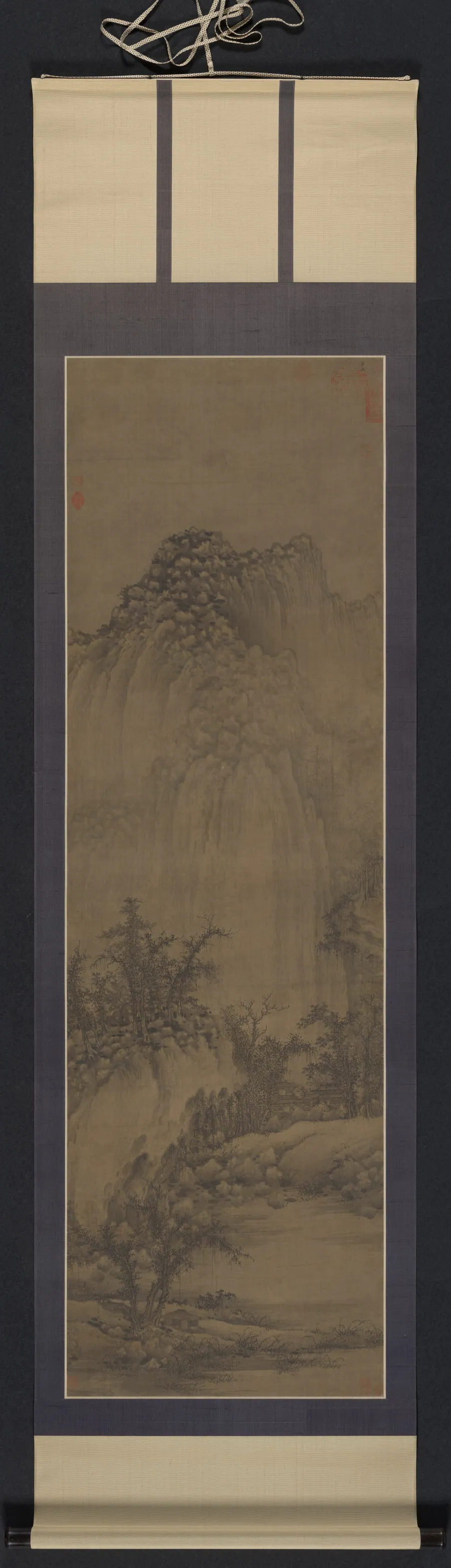 Buddhist Retreat by Stream and Mountains by Juran