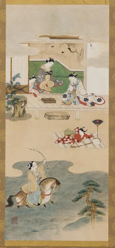 Parody of the tale of Nasu no Yoichi