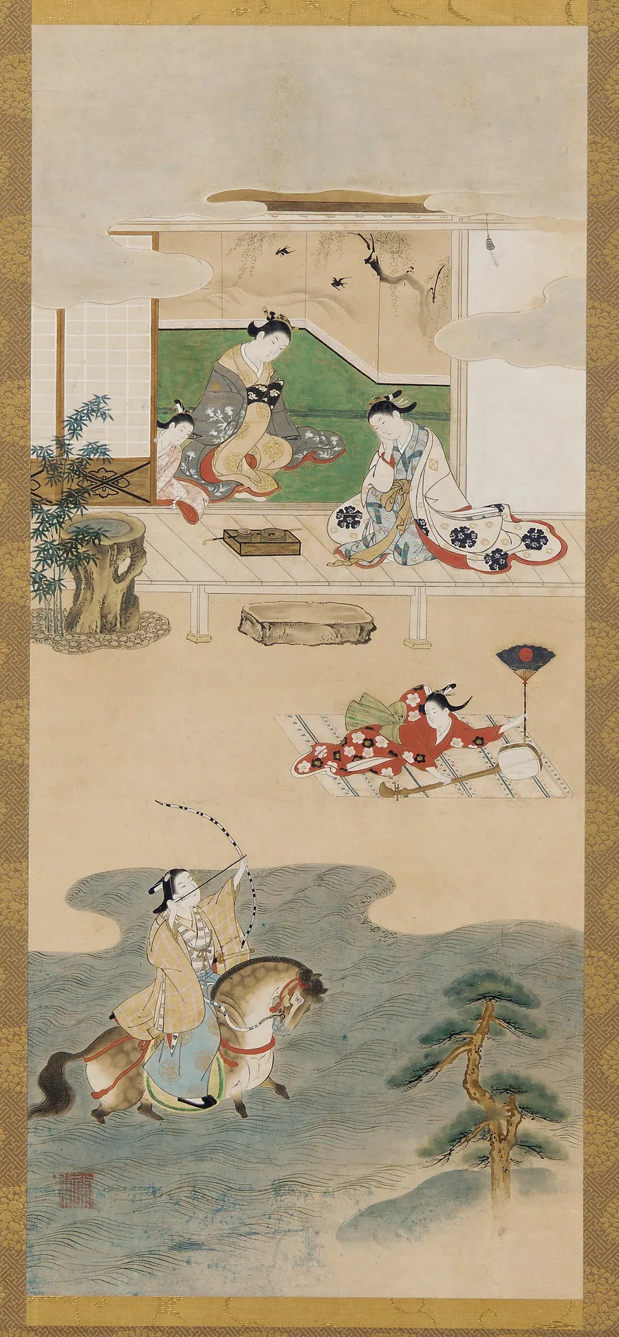 Parody of the tale of Nasu no Yoichi by Kawamata Tsuneyuki 川又常行 (1676?-1741?)