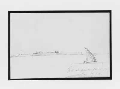 Mountains and Fort along Coast (from Sketchbook)