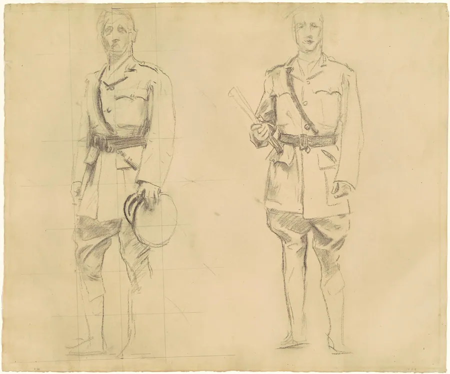 Studies of Generals Plumer and Haig for "General Officers of World War I" [recto] by John Singer Sargent