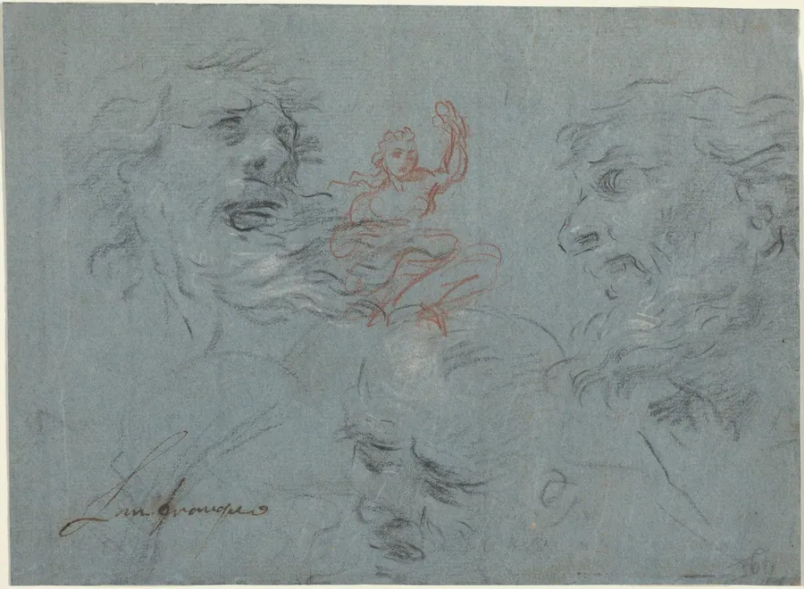 Study of Heads [recto] by French 17th Century