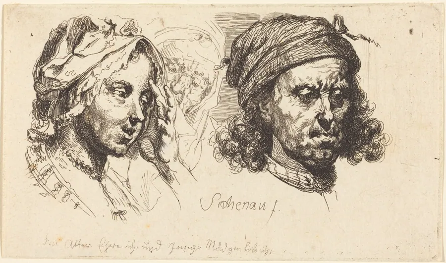 Young Woman, Old Woman, and Man with Long Hair by Johann Eleazar Schenau