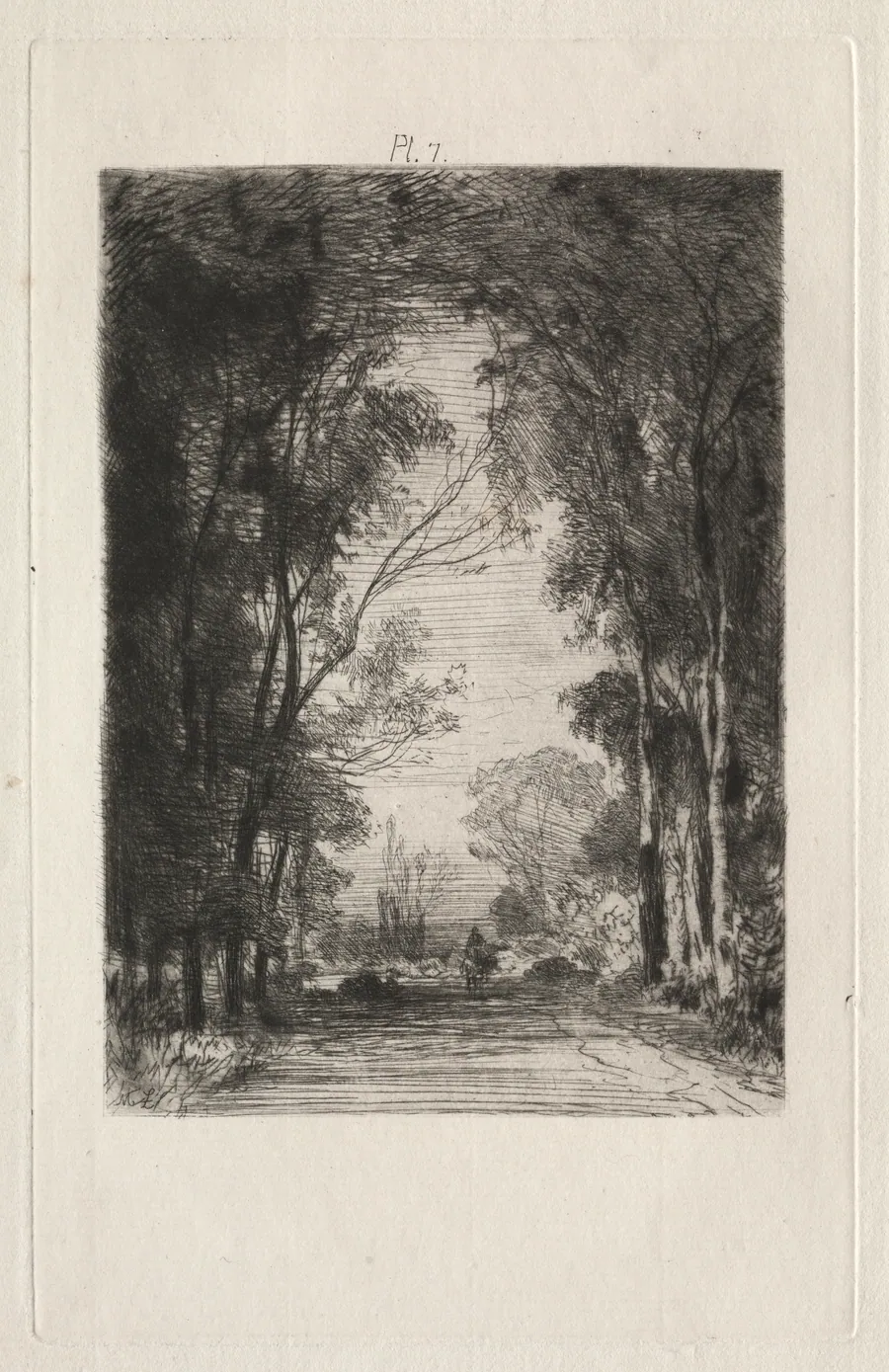 Traveler on a Road in a Forest by Maxime Lalanne