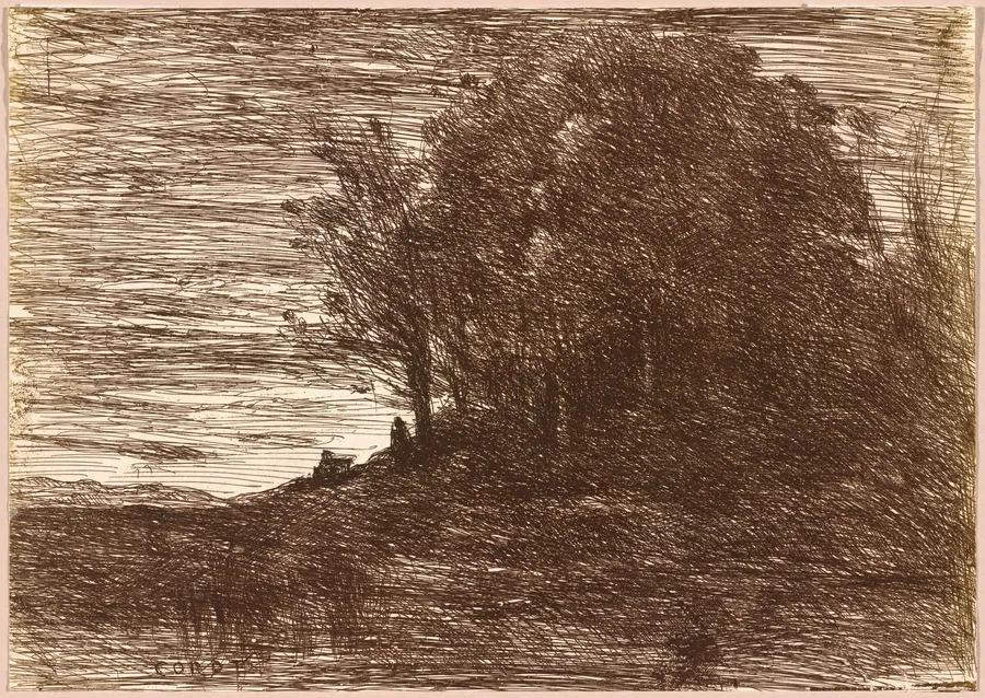 The Hermit's Woods, or the Banks of Lake Trasimène (Le Bois de l'Hermite, ou les Bords du Lac Trasimène) by Jean-Baptiste-Camille Corot