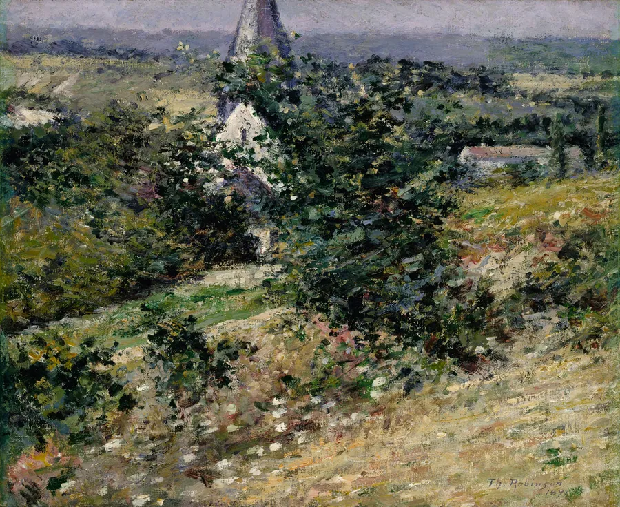 Old Church at Giverny by Theodore Robinson, born Irasburg, VT 1852-died New York City 1896