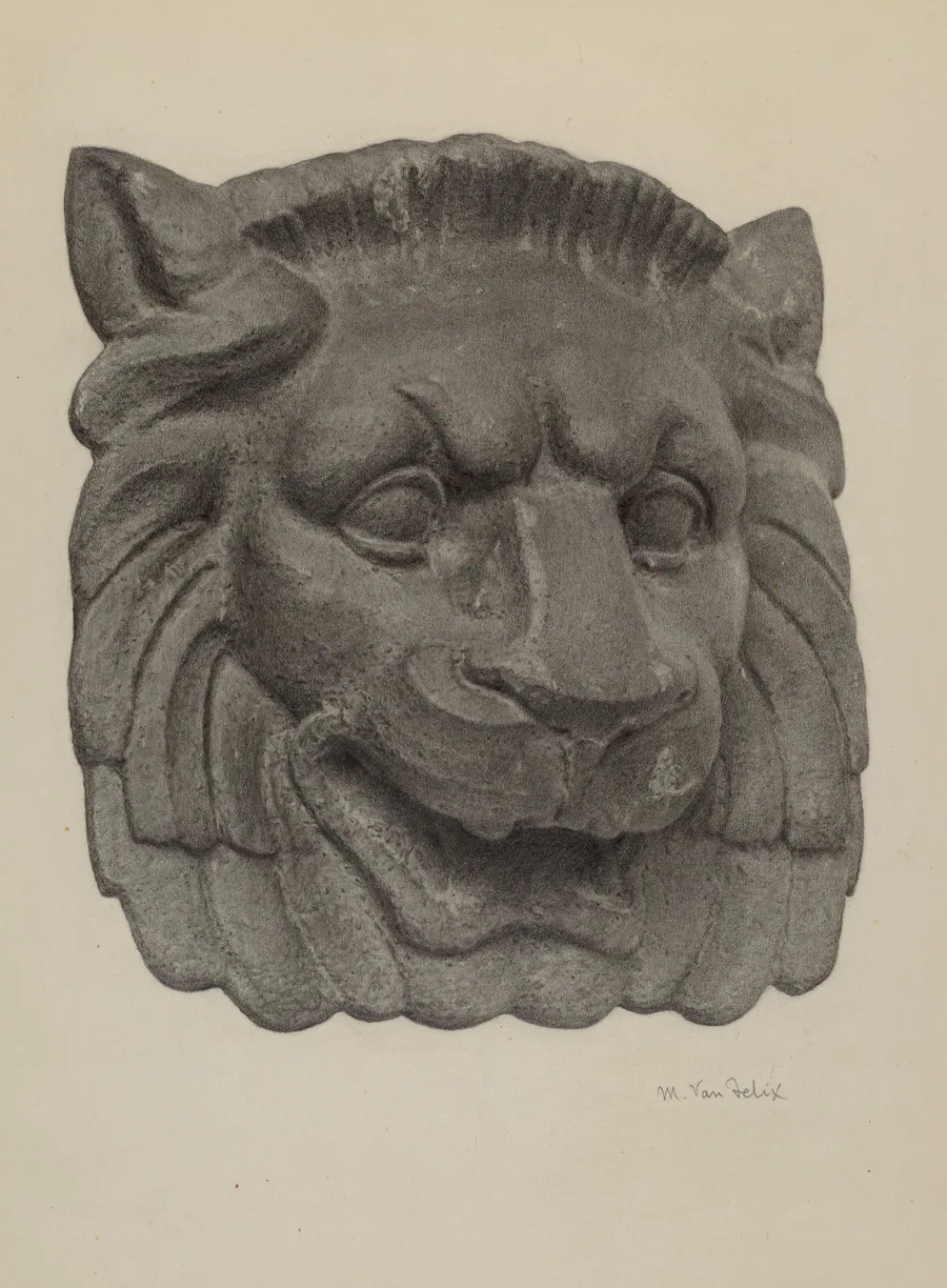 Muzzle of a Lion (one of pair) by Maurice Van Felix