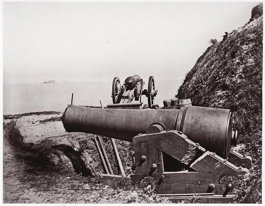 Fort Johnson, James Island, looking toward Fort Sumter by Mathew B. Brady