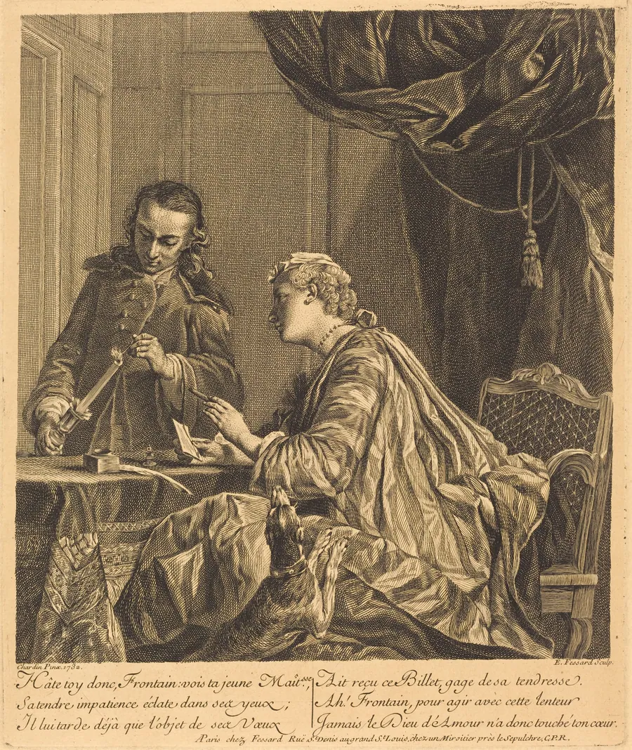 Dame cachetant une lettre (Woman Sealing a Letter) by Etienne Fessard