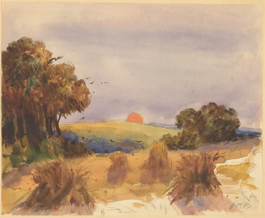 A Cornfield at Sunset by Hercules Brabazon Brabazon
