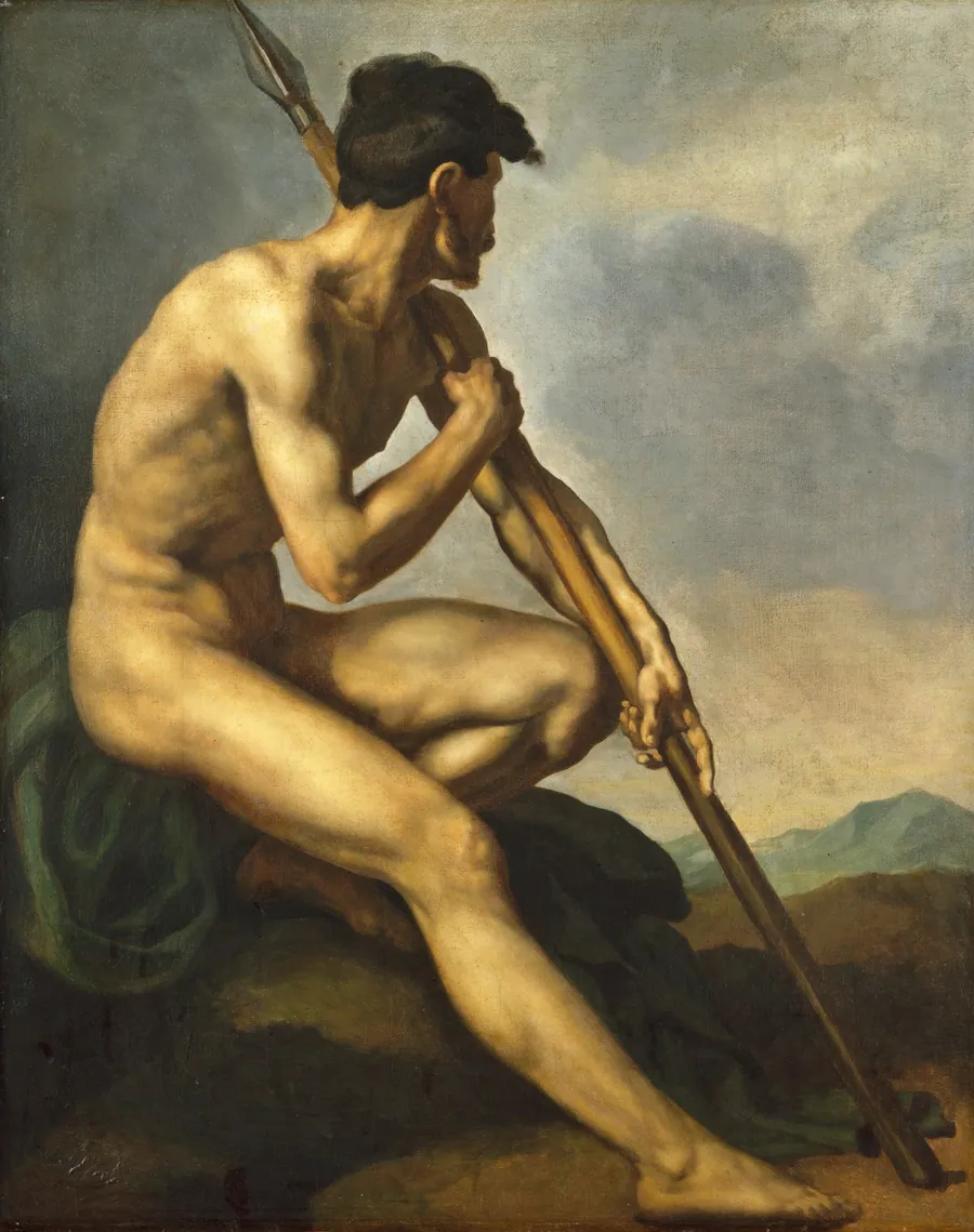 Nude Warrior with a Spear by Théodore Gericault