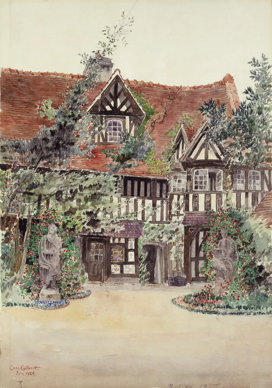 The Smaller Courtyard, Hotel Guilleaume le Conquerant, Dives, France by Cass Gilbert, born Zanesville, OH 1858-died Brockenhurst, England 1934
