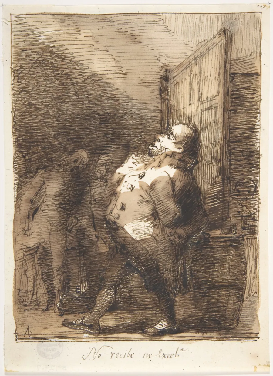 His Excellency is Not at Home ("No recibe in Excel.ª") by Leonardo Alenza y Nieto
