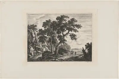 Rider on a Path by a Waterfall