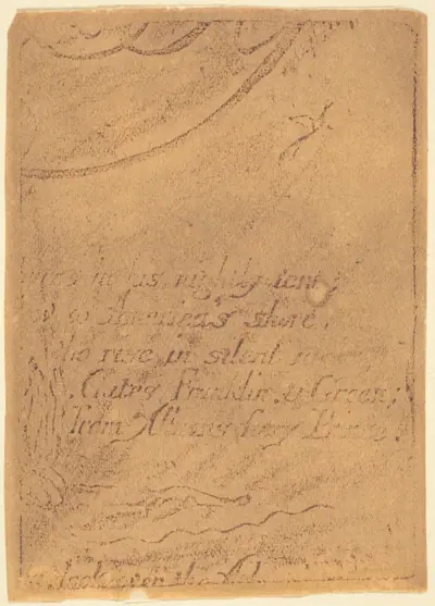 Restrike from fragment of cancelled plate for "A Prophecy"