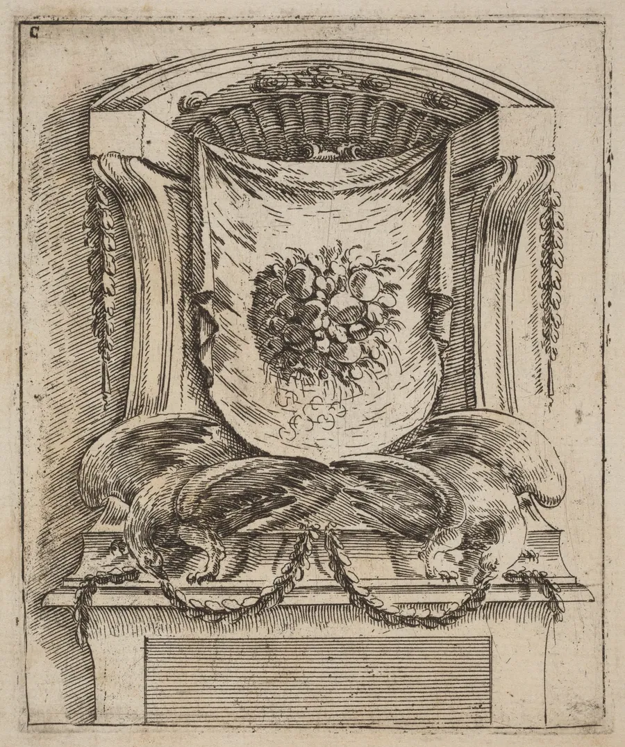 Architectural Motif with a Drape with Fruit by Carlo Antonio Buffagnotti