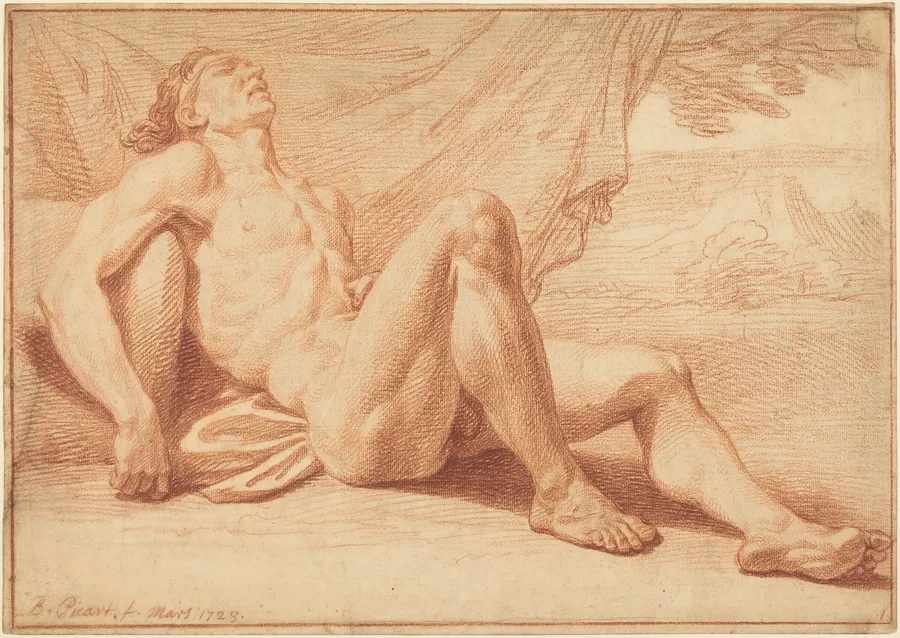 A Reclining Male Nude by Bernard Picart