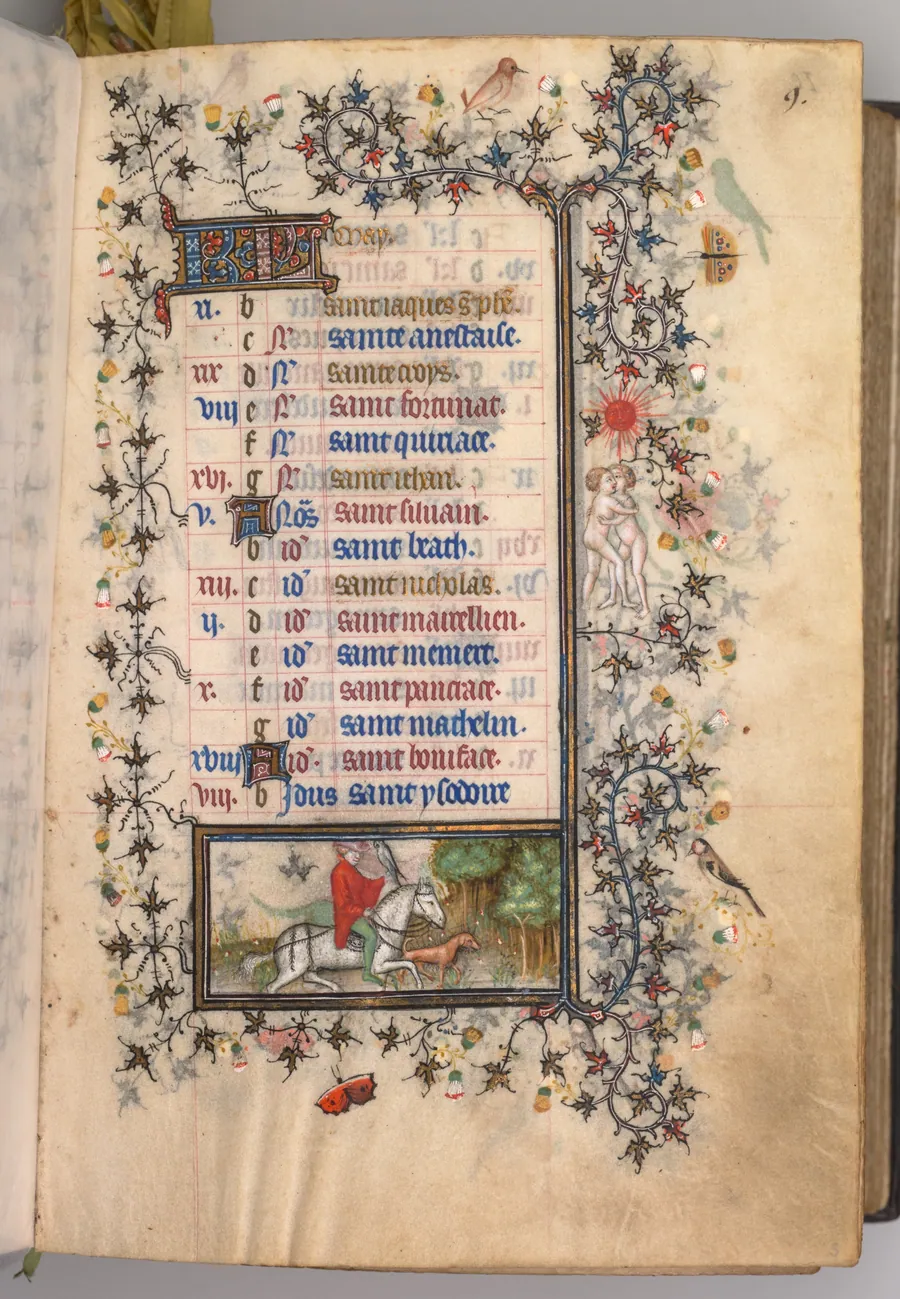 Hours of Charles the Noble, King of Navarre (1361-1425): fol. 5r, May by Master of the Brussels Initials and Associates