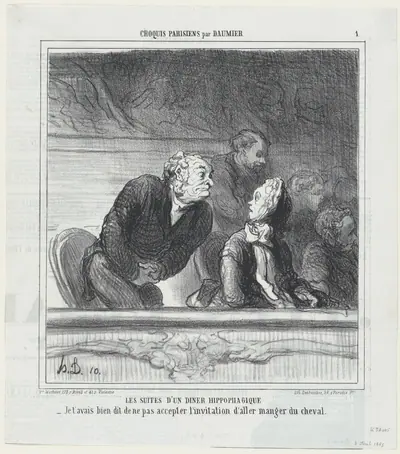 Consequences of a horsemeat dinner, from 'Parisian sketches,' published in Le Charivari, April 8, 1865