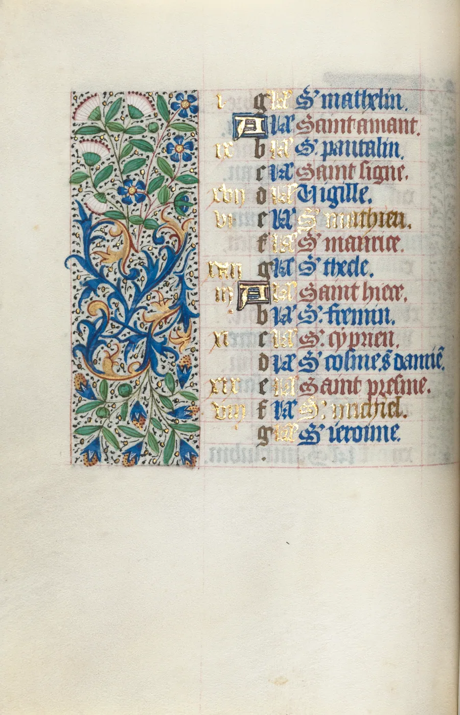 Book of Hours (Use of Rouen): fol. 9v by Master of the Geneva Latini