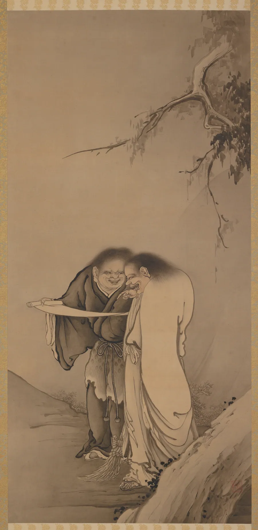 The Chinese Taoist Immortals, Han-shan and Shih-te (Kanzan and Jittoku) by Hashimoto Gaho 橋本雅邦 (1835-1908)