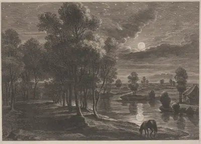 Moonlit River Landscape
