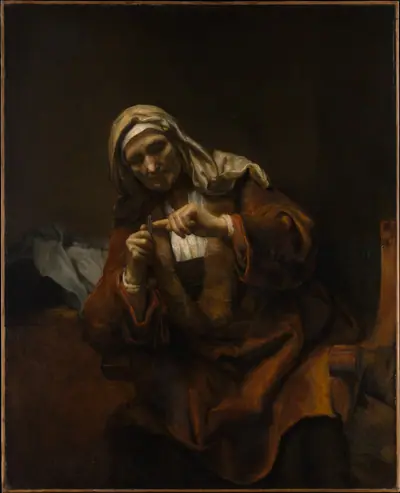 Old Woman Cutting Her Nails