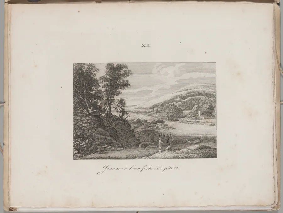 Art of the Lithograph: River Landscape, Plate XIII by Alois Senefelder